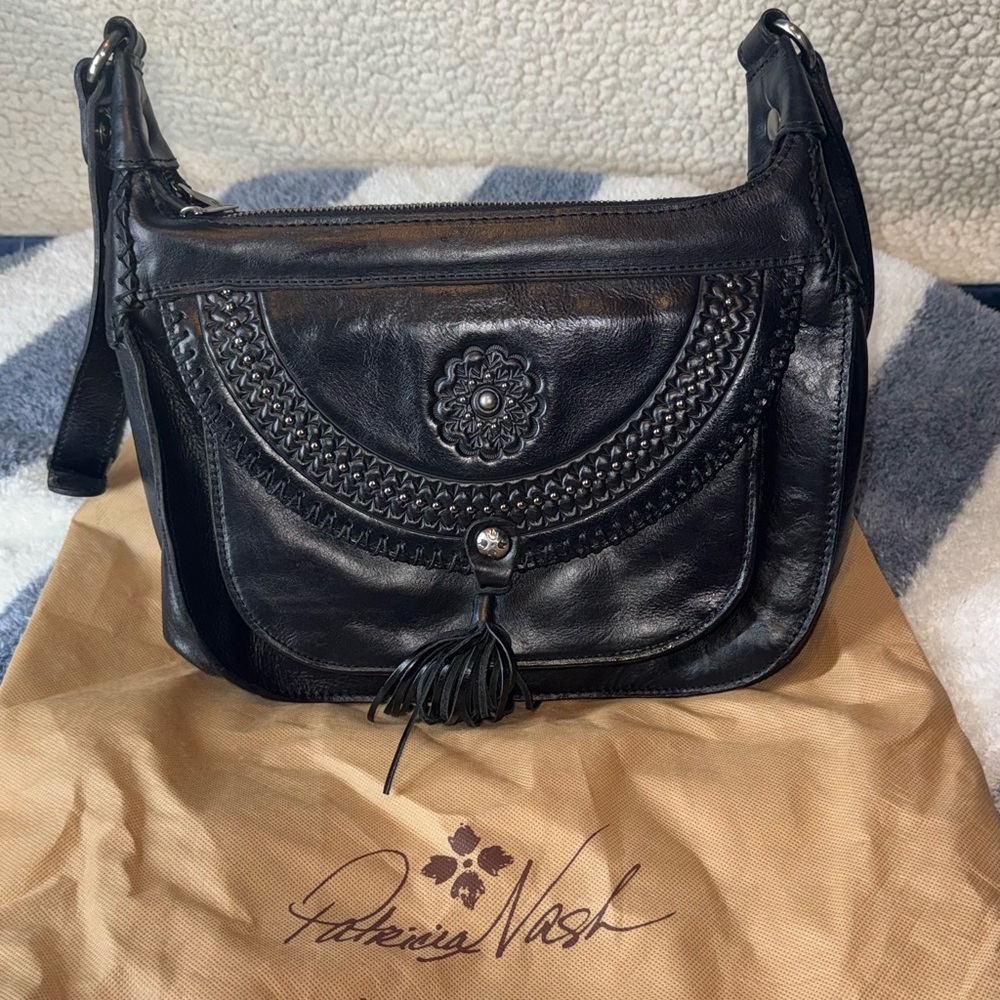 Patricia Nash Black Leather Crossbody Bag